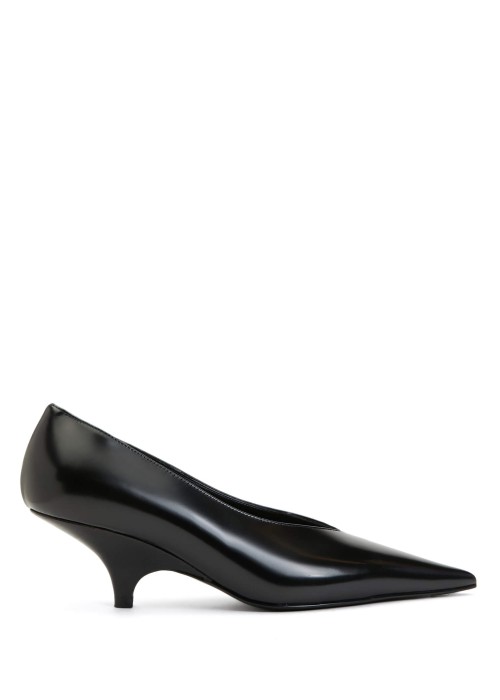 Black Leather High Heel Shoes