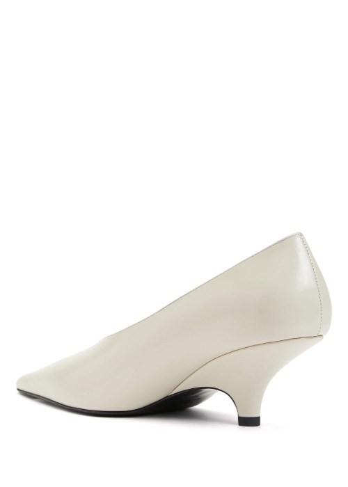 Cream Leather High Heel Shoes